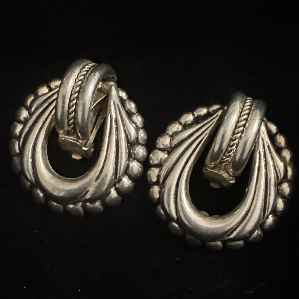 Sophisticated Silver Loop Earrings - image 1